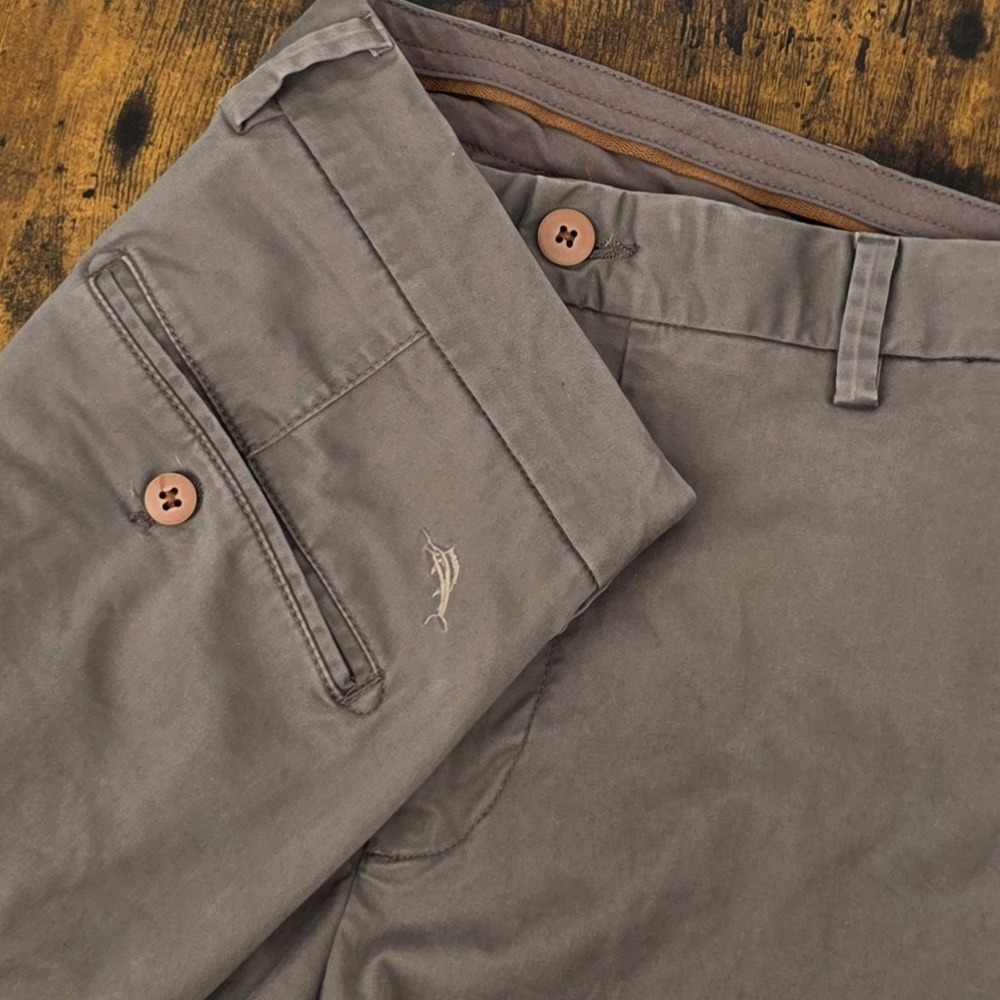 Tommy Bahama‎ Pants Mens 38x34 Brown Chino Cotton Stretch Casual Flat Front